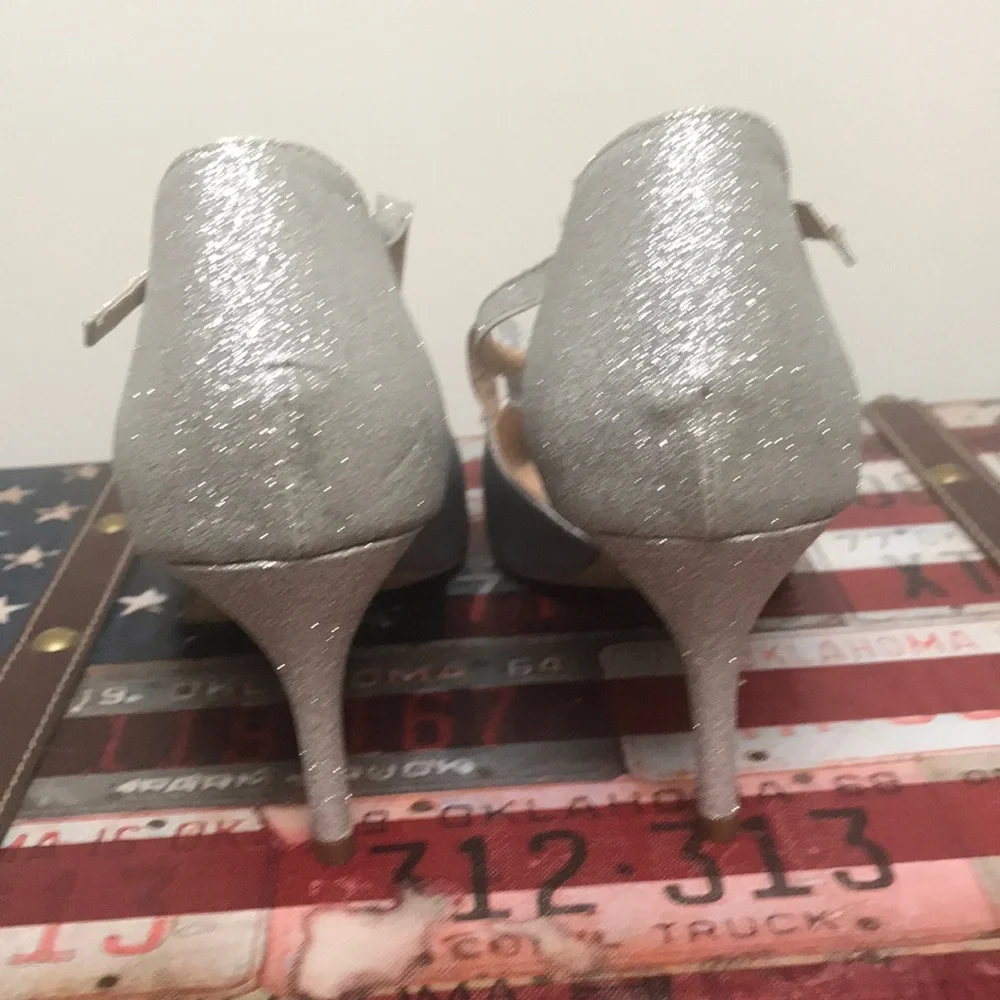 JG Sparkling Evening Shoes with 3 inch heel Silver New‎
